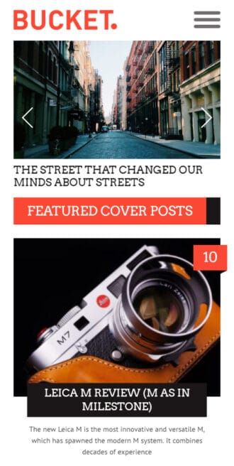 Bucket news WordPress theme Mobile View