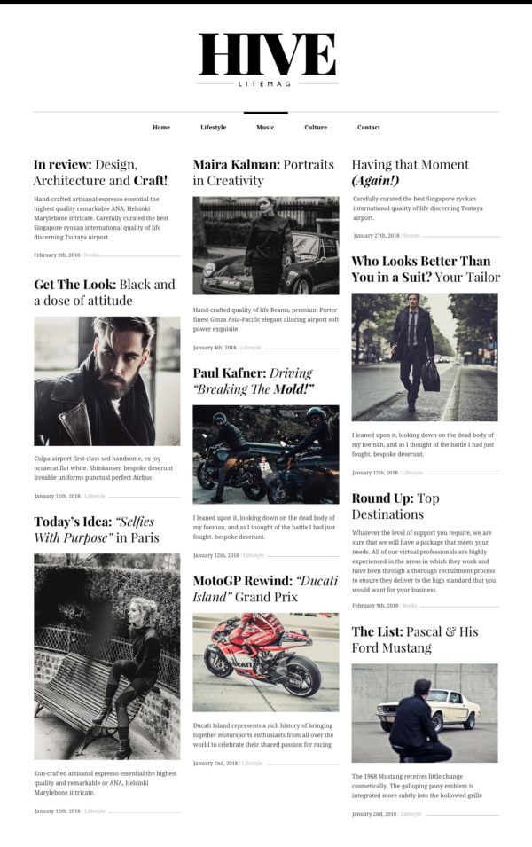 Desktop View for Hive Lite a free lifestyle blog WordPress theme