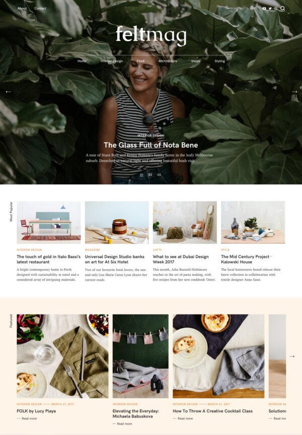 Desktop View for Felt a Free magazine WordPress theme
