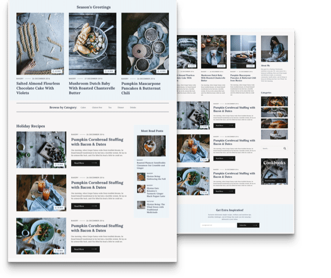 recipe index for Julia a food blog WordPress theme